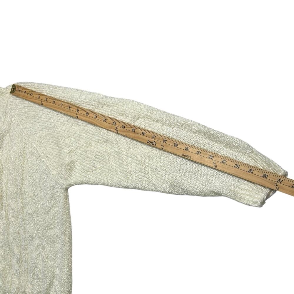 VTG Miranda Ivory White Mock Neck Sweater Pearl Buttons Vintage Knit Sz XL - Picture 8 of 9